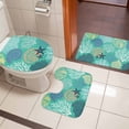 thumbnail image 4 of Aqua Gray Shell Coral Bath Mat 3 Piece Bathroom Rug Set, Coastal Summer Beach Nautical Ocean Non Slip Bath Rug Contour Mat and Toilet Lid Cover, Absorbent Shower Mats Soft Bath Rugs and Mats Sets, 4 of 8