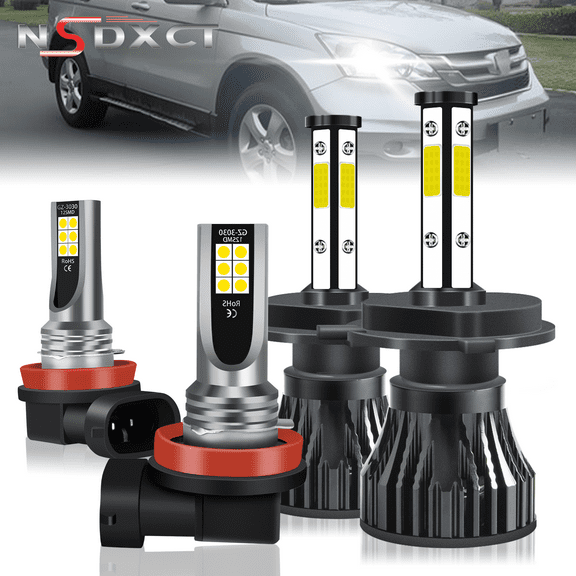 NSDXCT for Honda CRV CR-V 2007-2014 LED Headlight Bulb H4 9003 High/Low Beam H11 Fog Light 4pcs