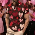 thumbnail image 2 of Awdenio Men Shirts Valentines Button Down Shirts Heart Print Short Sleeve Casual Turndown Collar T-Shirt Blouse, 2 of 5