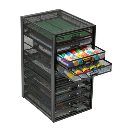 Mind Reader - 10 Compartments Mesh Desk Organizer - Black