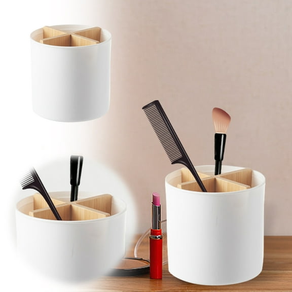 Makeup Brush Cup with Weighted Base and Removable Dividers for Secure Desktop Storage