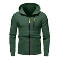 thumbnail image 2 of POINTERTECK Mens Hooded Sweater Coat With Solid Color Zipper Pocket In Autumn And Winter, 2 of 5