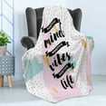 thumbnail image 4 of Positive Energy Soft Flannel Fleece Throw Blanket, Abstract Design Themed Words with Mind Vibes Life Words, Cozy Plush for Indoor and Outdoor Use, 50" x 60", Multicolor, by Ambesonne, 4 of 5