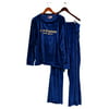 Juicy Couture Women's Plus Sz 2X Velvet Fleece Long Sleeve Crew Blue A547236 Plus Size