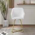 thumbnail image 4 of VECELO White PU Leather Accent Chair with Gold Metal Frame, Vanity Chair with Back, Armchair for Living Room, Bedroom, Office, 4 of 9