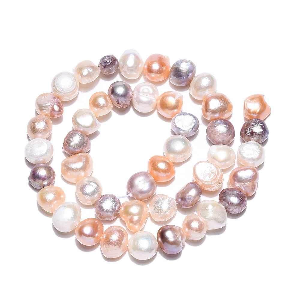 Natural Cultured Freshwater Pearl Beads Strands Baroque Pearls Keshi Pearl Beads Two Sides Polished Mixed color 8~9x7.5~8.5x5~6mm Hole: 0.7mm 42pcs/strand 13.39''(34cm)