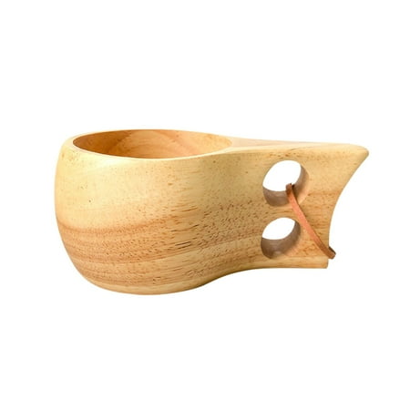 

220 Ml Rubber Wood Casual Creative Handy Cup Wooden Cold Water Cup Outdoor Convenient Coffee Cup With Hole And Interesting Cup With Cowhide Rope