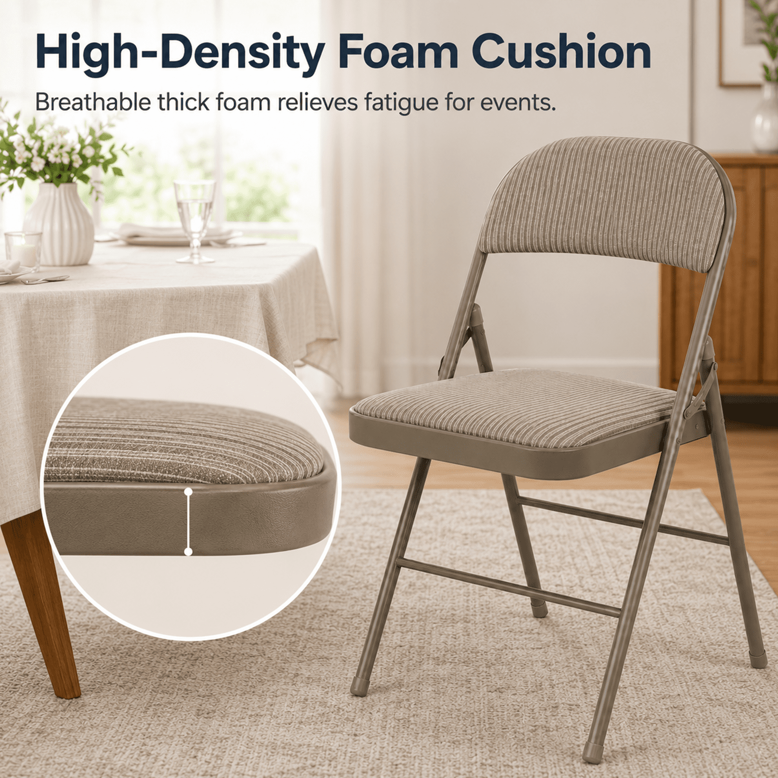 Alvantor Folding Chairs with Padded Cushion and Back, Sturdy Steel Stackable, Portable Dining Chair Set for Home and Office, Conference, Wedding, Party, Patio