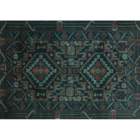 Ahgly Company Indoor Rectangle Persian Light Blue Traditional Area Rugs, 6' x 9'