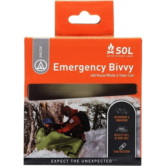 Survive Outdoors Longer Emergency Bivvy with Rescue Whistle, OD Green