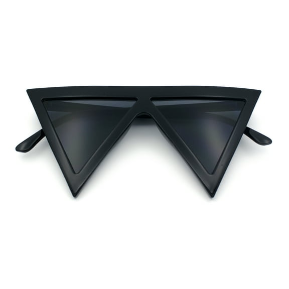 Womens Flat Top Perfect Triangle Bold Oversized Cat Eye Plastic Sunglasses All Black