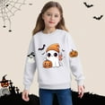 thumbnail image 2 of IUYRTFE Girls Halloween Fashion Print Pullover Sweatshirt Kids Casual Warm Long Sleeve Top Toddler Cozy Fall Winter Outfit Playdate Holiday Party Apparel(White#1,5 Years), 2 of 6