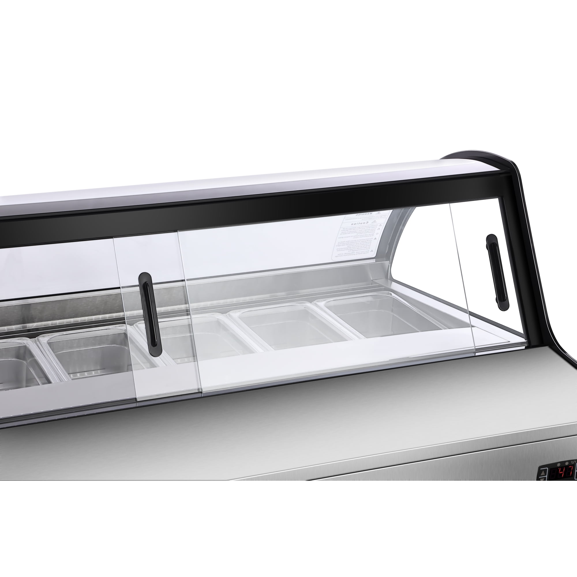 46 in. Countertop Gelato Display Case with 6 Pans and Built-in Glass Sneeze Guard in Stainless-Steel (KM-CGD6P)