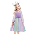 thumbnail image 3 of Uuszgmr flower girl dress Child Girls Bowknot Multicolor Pageant Dress Birthday Party Kids Lace Rainbow Gown Dress easter clothes ,Size:3-4 Years, 3 of 9