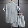 thumbnail image 5 of ZQUUVOU Men's 2 Piece Sport Set Short Sleeve Stand Collar Top and Drawstring Waist Shorts Casual Workout Outfit Gray, 5 of 5