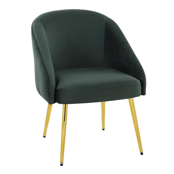LumiSource Gold Metal, Green Velvet Shiraz Chair