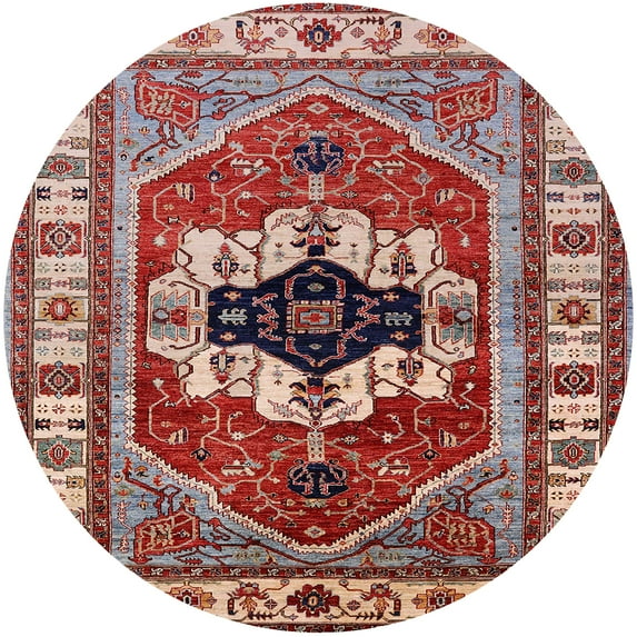 Ahgly Company Machine Washable Indoor Round Industrial Modern Tomato Red Area Rugs, 5' Round