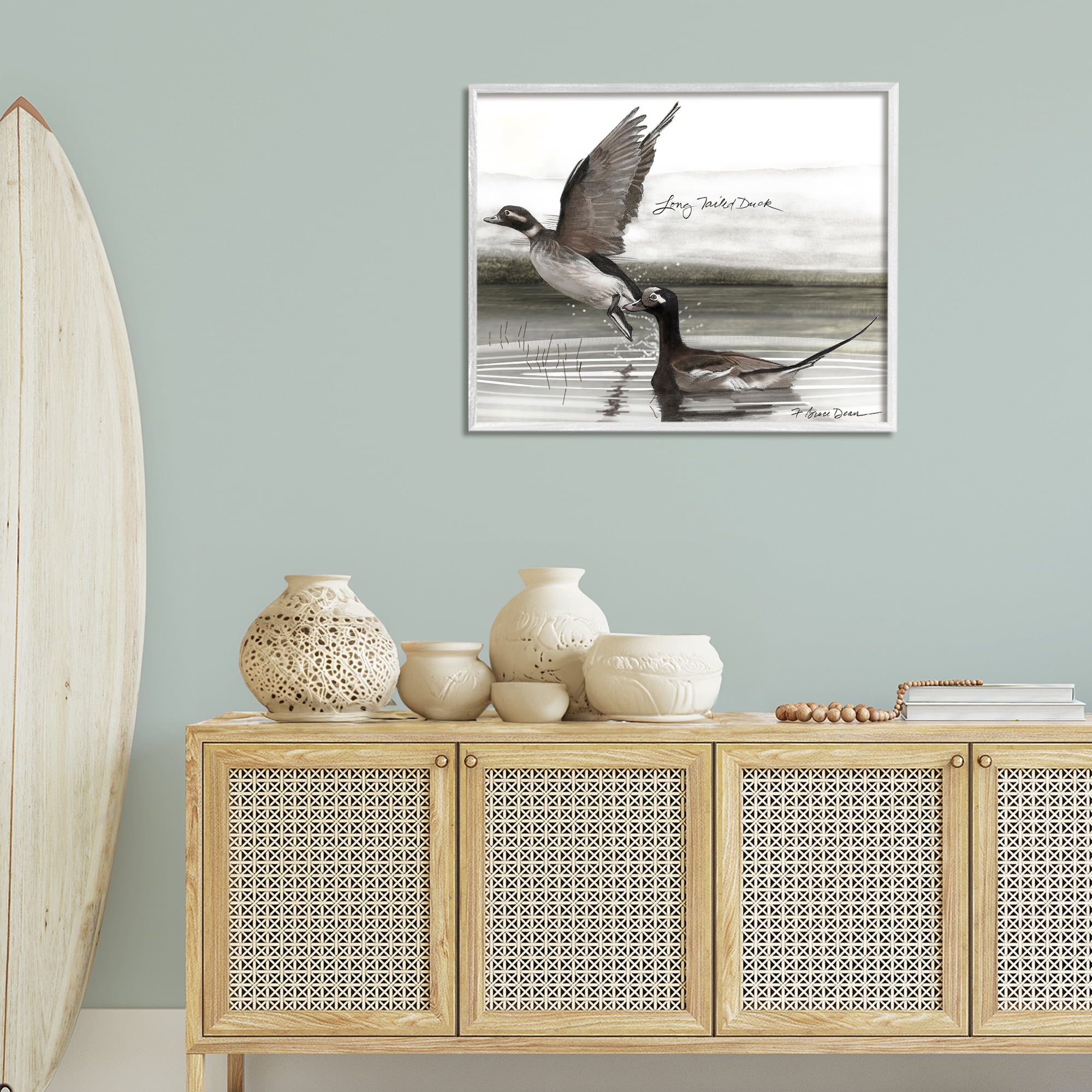 Stupell Industries Long Tailed Duck Animals & Insects Painting White Framed Art Print Wall Art, 30 x 24