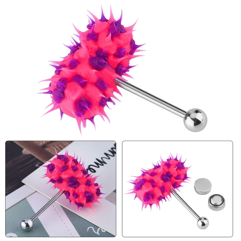vibrating tongue ring hot topic Rasta Style 14G Surgical Steel Tongue Ring: Silicone Spikes Vibrating  Barbell Piercing main image 0