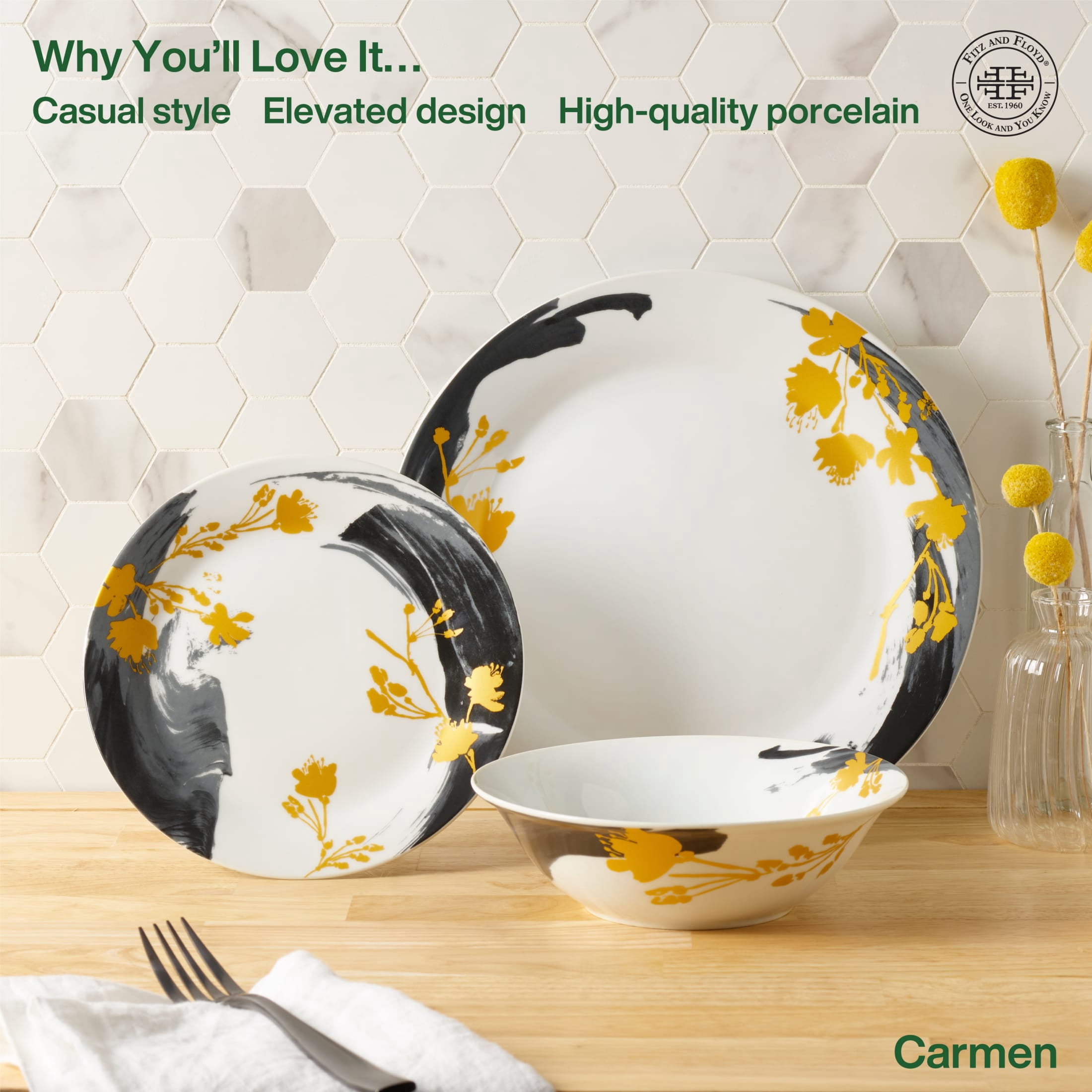 Fitz and Floyd Carmen 24-Piece Porcelain Tableware Set (service for 8)