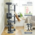 thumbnail image 5 of 59" Cat Tree,Cat Tower for Large Cats,Multi-Level Cat Tower with 3 Removable Pompom Sticks,Cat Condo with Large Hammock,Scratching Post,and 2 Perches,Deep Grey, 5 of 9