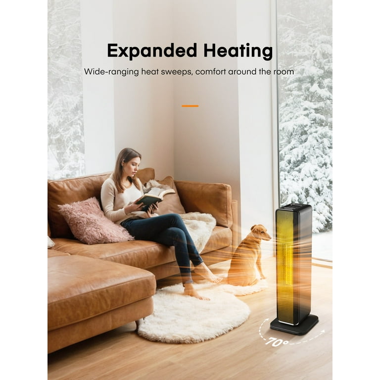 FOHERE Space Heater for Indoor Use, 24 Inch Quiet PTC Electric