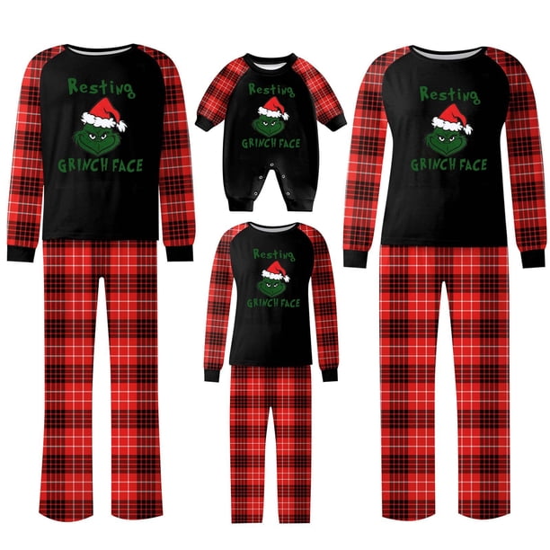 Pijamas navideños a juego Grinch - TKing Fashion 2024 Nuevos conjuntos de pijamas navideños familiares a juego Grinch, pijamas navideños navideños para parejas, adultos y niños, Hombres XL