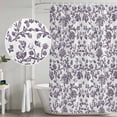 thumbnail image 4 of Purple Flower Shower Curtain Set - Extra Long 72" x 96" Washable Bathtub Curtain with 12 Hooks, Vintage Farmhouse Boho Leaf Spring Plant Waterproof Fabric Stall Shower Curtains for Bathroom Décor, 4 of 6