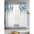 thumbnail image 2 of Blue Roses Sheer Curtains 63 Inch Length 2 Panels Set for Living Room/Bedroom, Spring Floral Elegant Pastoral Flowers Botanical Kitchen Curtains Grommet Curtains Window Treatments 42"x63"x2, 2 of 7