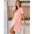 thumbnail image 2 of Camisón Ekouaer bordado de algodón para mujer, color rosa claro, 2 of 6