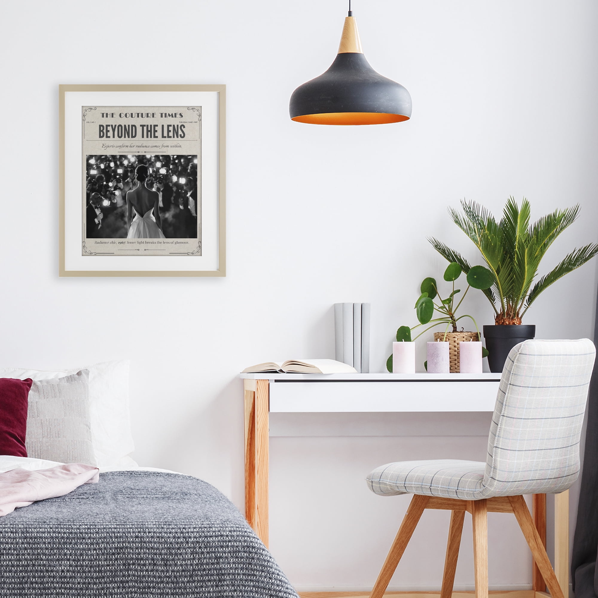 The Couture Times Magazine Birch Framed Print Under Glass, design by A Barefoot Stylist