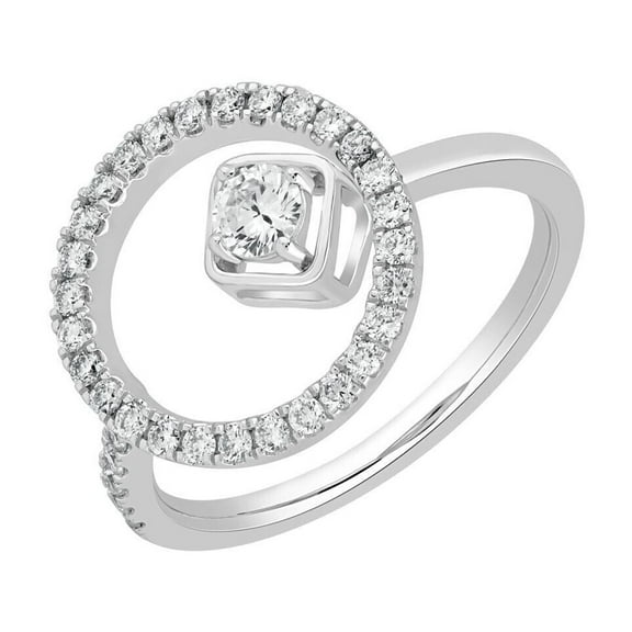Open Circle Women's Engagament Ring For Her Gift 1.9 Ct Diamond 14K White Gold Over