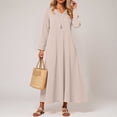 thumbnail image 2 of zaveiop Women's Long Sleeve V-Neck Loose Plain Maxi Dresses Casual Long Dresses with Pockets (Light Pink, XXL), 2 of 7