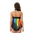thumbnail image 4 of Melyum Womens Plus Size Two Piece Tankini V Neck Halter Swimsuits Loose Hem Backless Swimwear Colorful Printed Bathing Suits, 4 of 5