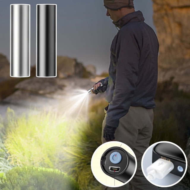 Fiudx Linterna Led de Aleación de Aluminio, Recargable Por Usb, Enfoque Variable, Compacta y Portátil, Ideal para Actividades Al Aire Libre, Pesca Nocturna, Senderismo, Camping, Ligera, Tamaño 8 X 2,