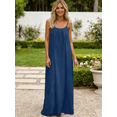 thumbnail image 3 of Women's Backless Cami Dresses Cami Lounge Dress Backless Solid Color Sleeveless House Dress Long Sundress with Back Tie, 3 of 6