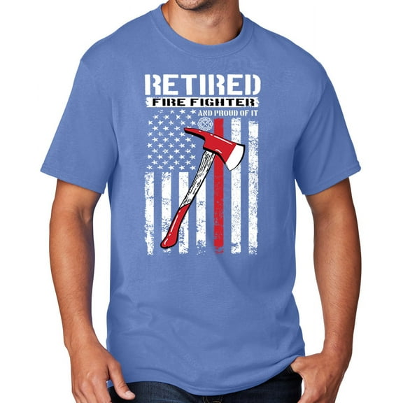 Men's Retired Firefighter with Axe T-shirt, Medium Carolina Blue