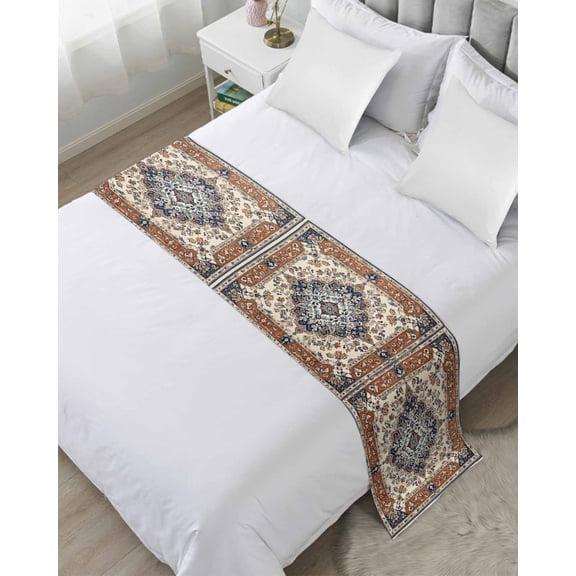 Xipuska Southwest America Bed Runners for Twin Size Bed, Decorative Bed Throws for Foot of Bed, Heritage Bohemian Traditional Classic Bed Runner Sofa Throw Bedding Scarf Slipcover for Bedroom