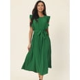 thumbnail image 2 of Unique Bargains Women's Ruffle Sleeveless Midi Dress with Tie Waist Belt S Green, 2 of 6