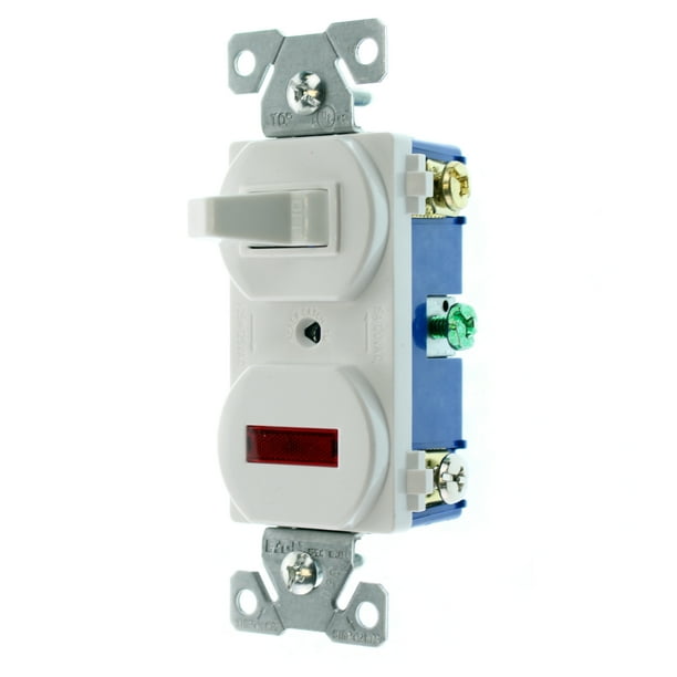 Hubbell RC109WZ Toggle Switch w/ Pilot Light, 1Pole, 15Amp, 120Volt