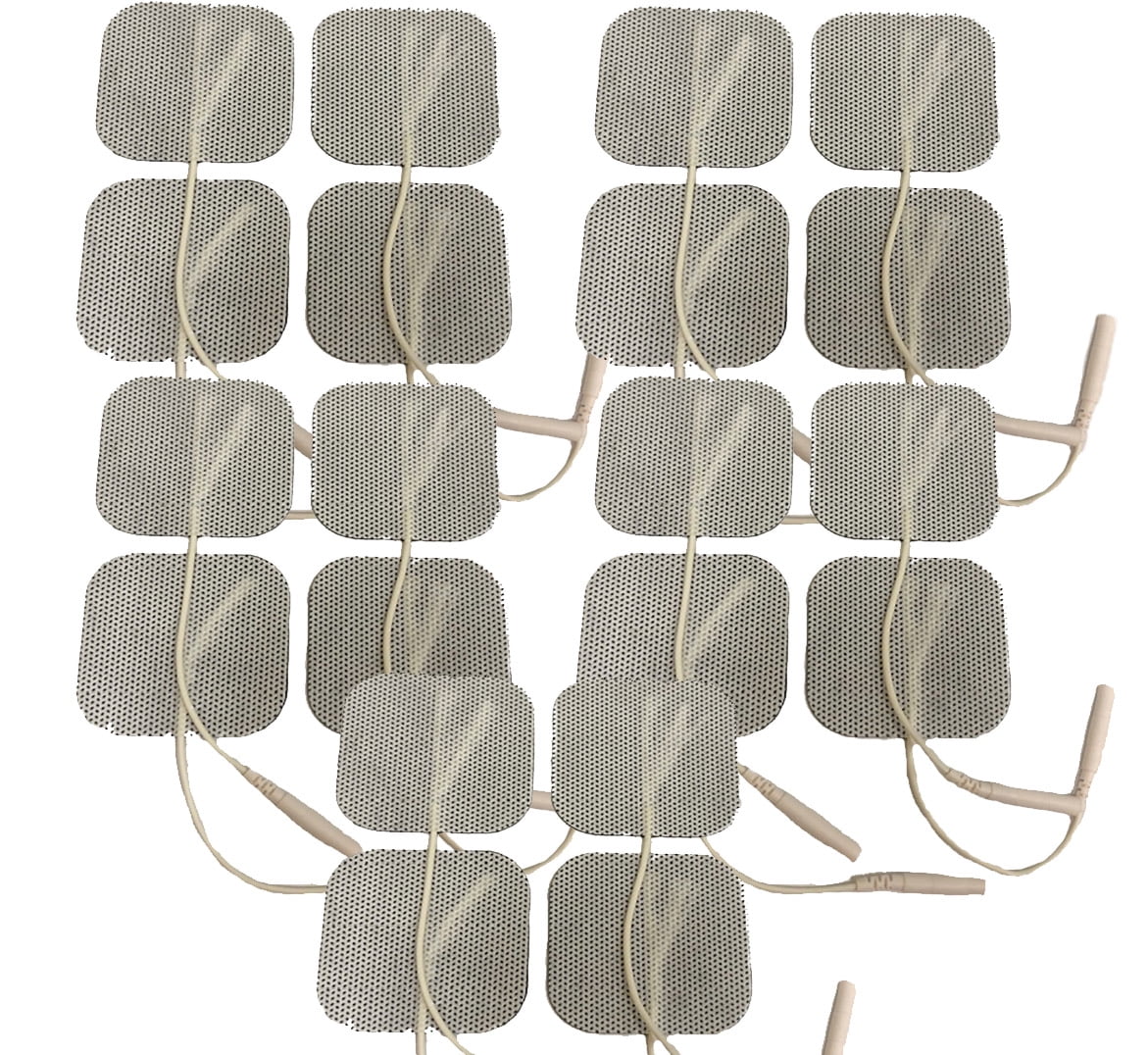 20 TENS Unit Electrode Pads 2 x 2&nbsp; Replacement TENS EMS&nbsp; Massage 2 Inch Square White Cloth with Premium Adhesive Gel