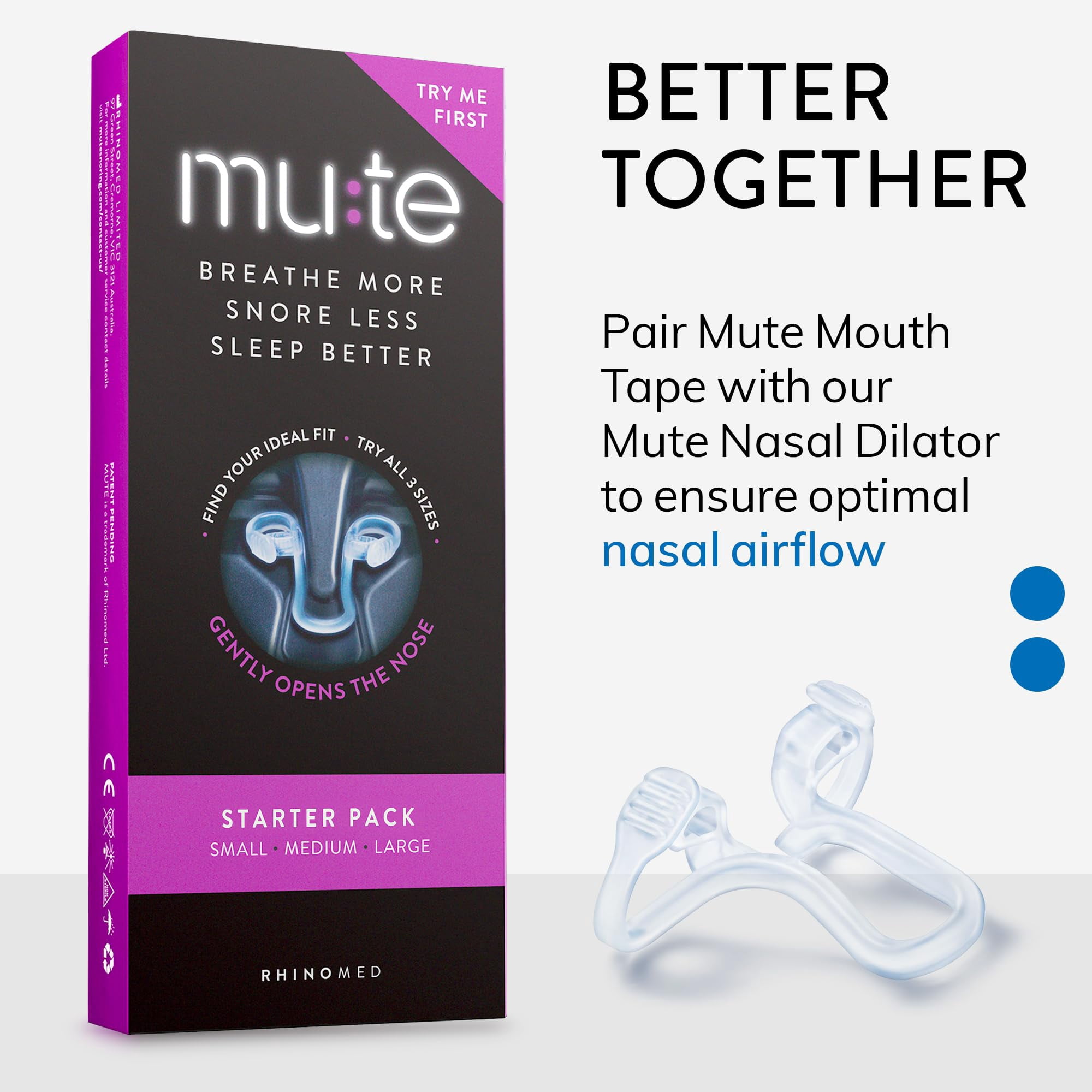 Mute Mouth Tape for Sleeping | 30 Pack | Snore Less & Sleep Better | Nasal Strip Alternative | Comfortable Mouth Tape for Improved Nasal Airflow
