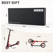 UPGO Kick Scooter for Ages 6+, Kids, Teens & Adults, 240 LB Max Load, Foldable, 8-Inch Wheels,Red