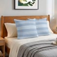 thumbnail image 6 of Pillow Covers 18x18 Set of 2, Blue Stripes Throw Pillow Covers Decorative Couch Cushion Cover, Modern Simple Geometric Striped Pattern Microfiber Soft Square Pillowcases for Bedroom Living Room Sofa, 6 of 9