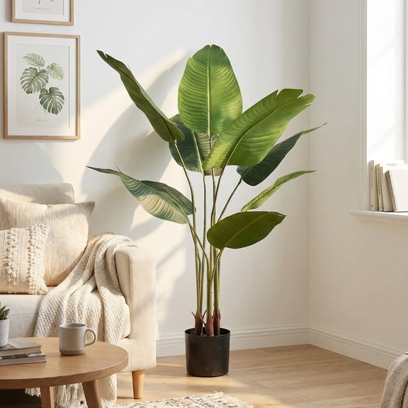 Easy4Home 4FT Artificial Plant Fake Tropical Palm Tree Potted Indoor Faux Floor Plant for Home Office Decor