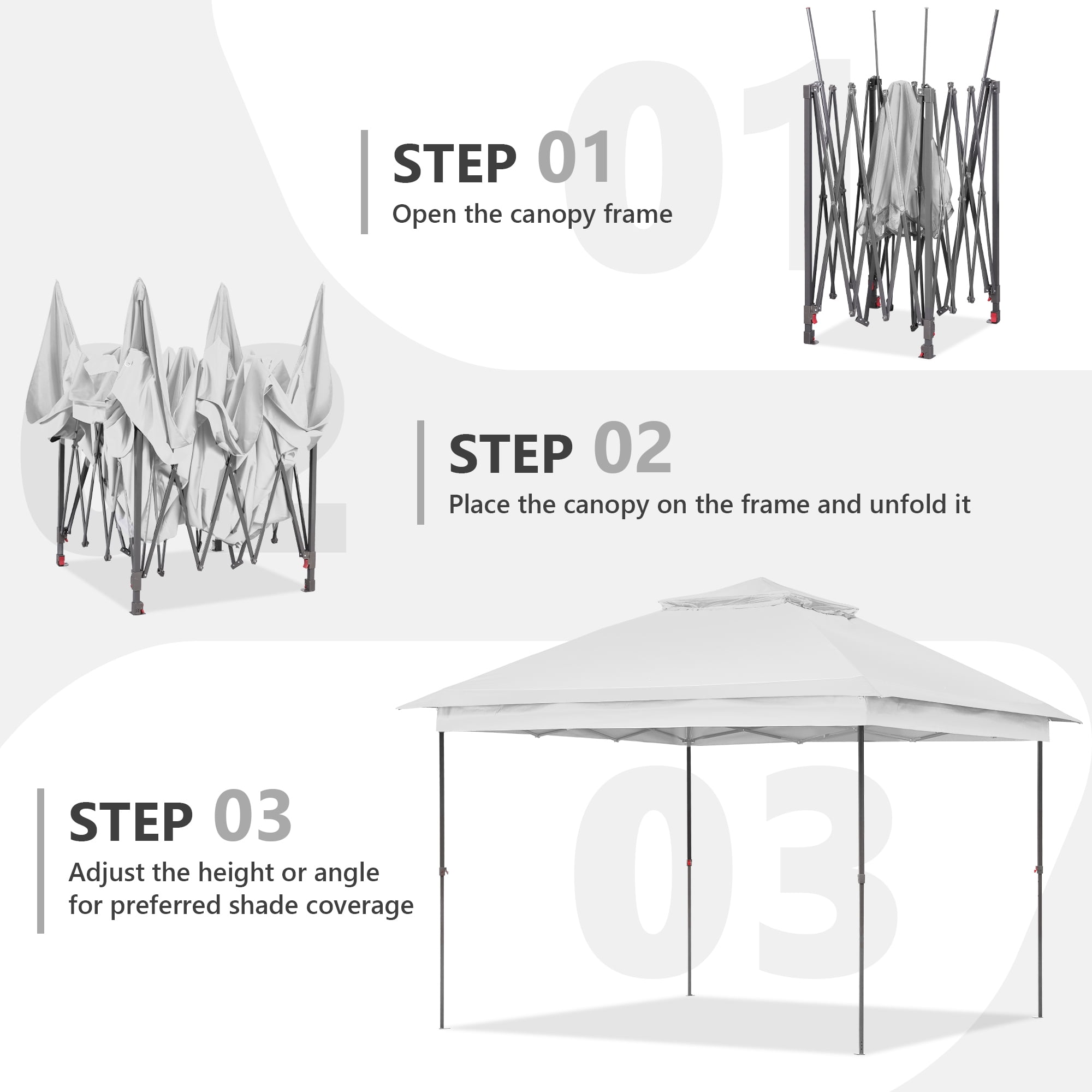 Ainfox 11x11 ft Outdoor Patio Pop Up Canopy Gazebo with Heavy Duty Frame, Mosquito Netting & UV Protection,White