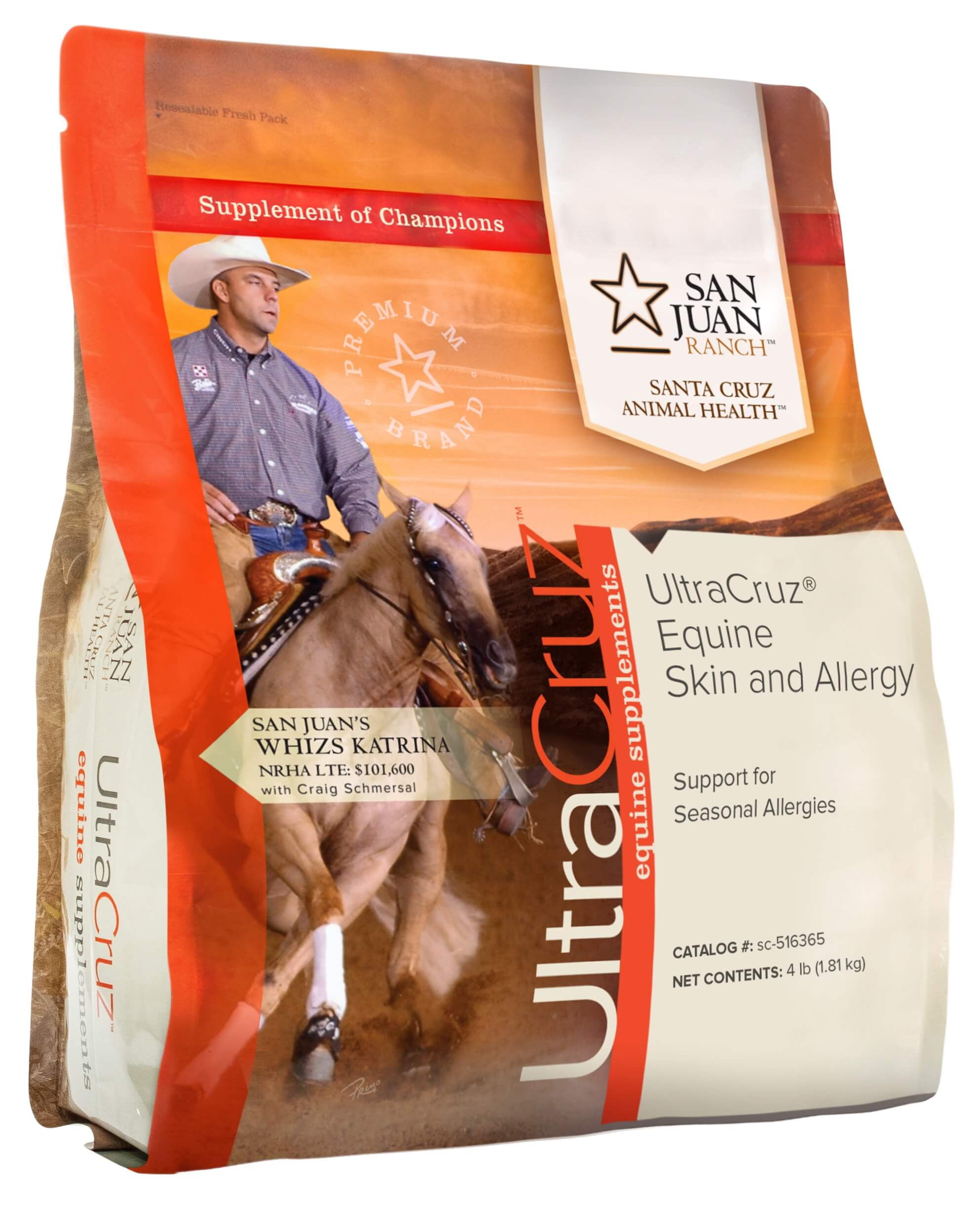 UltraCruz Equine Skin and Allergy Supplement for Horses, 4 lb, Pellet