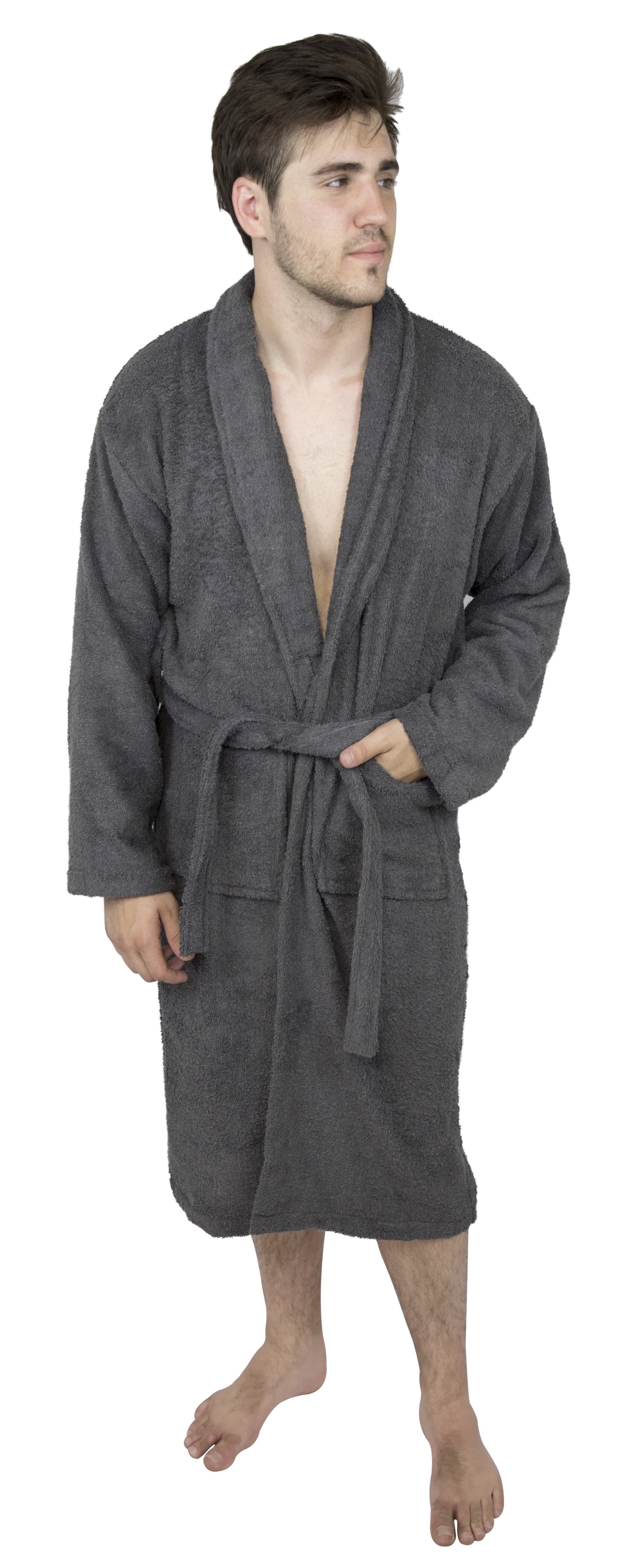Men?s 100% Terry Cotton Bathrobe Toweling Robe Charcoal XXL - Walmart.com