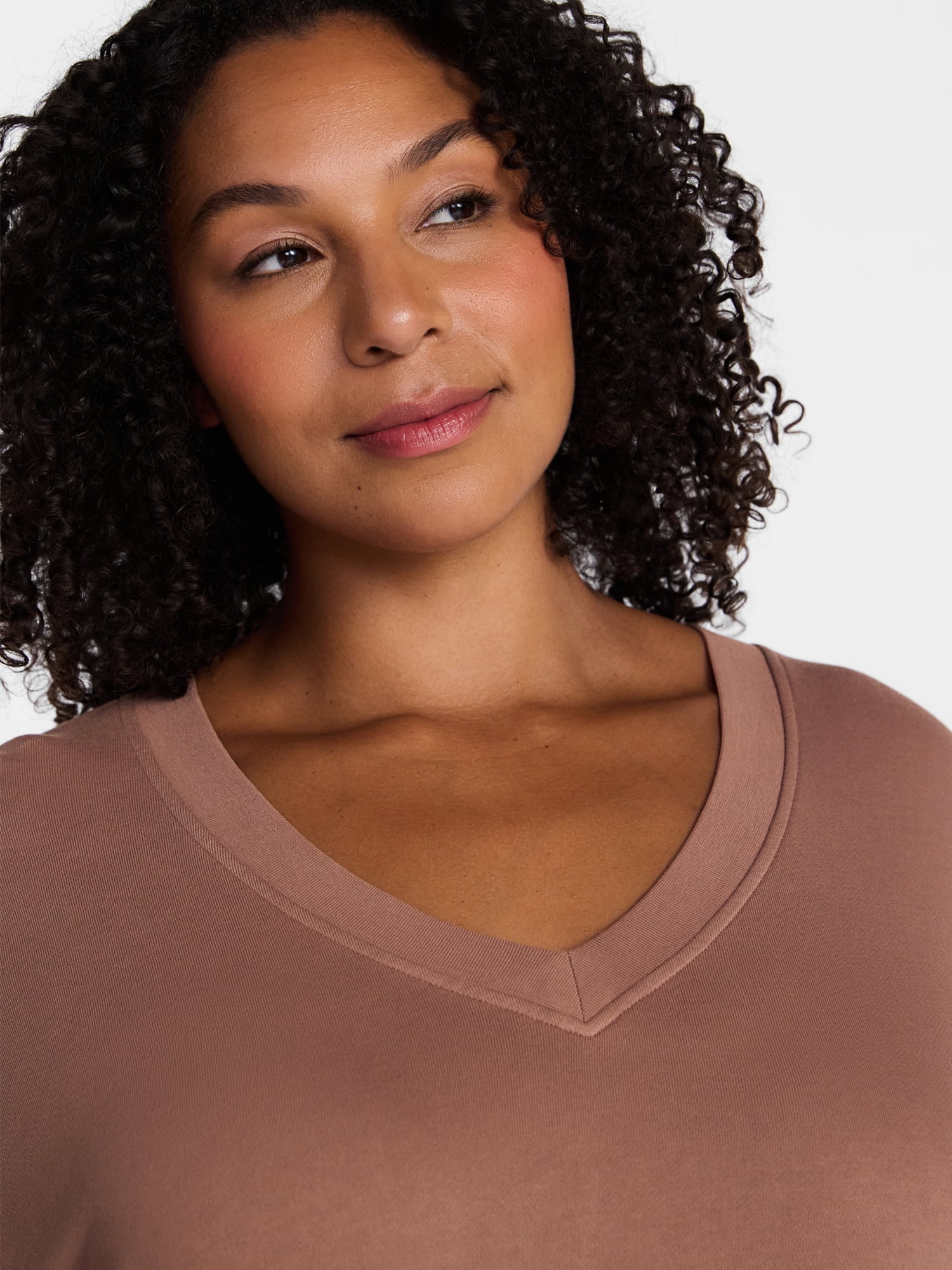 Terra & Sky Women's Plus V Neck Sweatshirt, Sizes 0X-5X