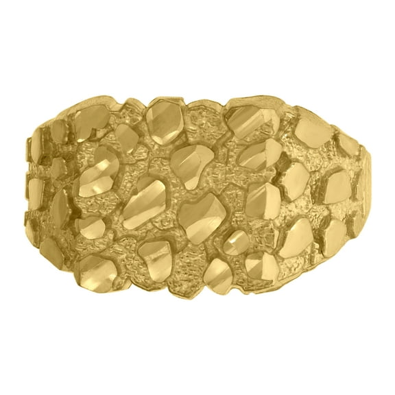 10k Yellow Gold Mens Nugget Dc Textured Band Ring